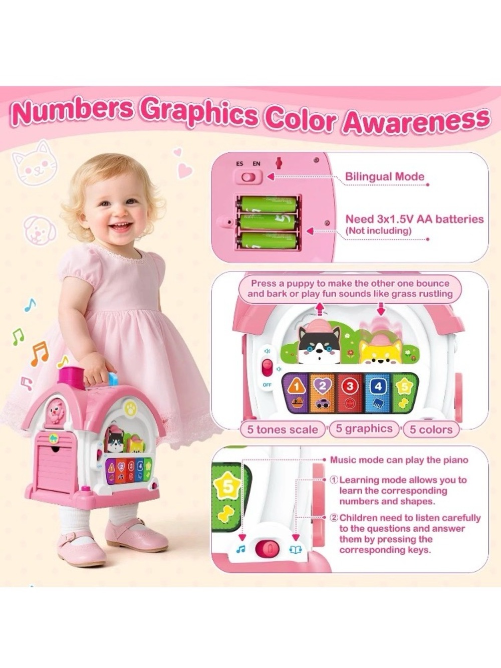 MUSICAL LEARNING HOUSE 8 IN 1 MONTESSORI EDUCATIONAL TOY - Picture 8 of 11